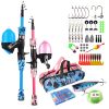 Kids Fishing Pole Set Fishing Starter Kit Telescopic Fishing Rod And Reel Combo Kit With Tackle Box 56Pcs Fishing Lures For Boys Girls