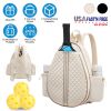 Pickleball Sling Bag For Men Women Waterproof Badminton Tennis Backpack With Wet Pocket Hidden Fence Hook Machine Washable