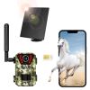 4G 4K 30FPS Solar Trail Camera Outdoor Wildlife Camera Motion Activated IP66 Waterproof with 140ºViewing Angle No Glow Night Vision SIM Card APP Contr