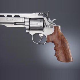 Hogue S&W K or L-Square Butt Pau Ferro Smooth Wood Grip with Finger Grooves