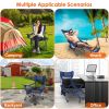 Foldable Camping Chair 330Lbs Load Heavy Duty Steel Lawn Chair Collapsible Chair With Reclining Backrest Angle Cup Holder Pillow Side Pocket Carry Bag
