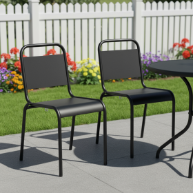 Set of Two Aluminum Outdoor Stacking Dining Chairs