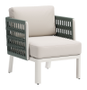 Aluminum Outdoor Accent Chair with White Cushion