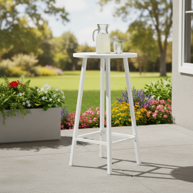 Aluminum Slat Rounded Outdoor Bar Table