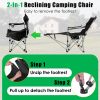 Reclining Camping Chair With Footrest 4-Position Adjustable Outdoor Folding Chair Heavy Duty Portable Camping Lounge Chair With Headrest Cup Holder &