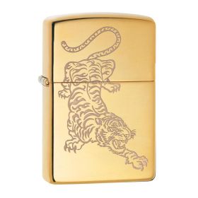 Zippo Windproof Lighter - Tiger Design High Polish Brass