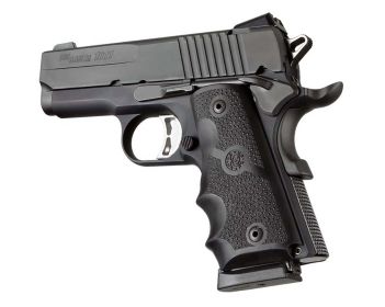 Hogue 1911 Officers Model Rubber Grip with Finger Grooves (Black)