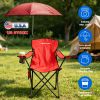 Camping Chair With Umbrella Lightweight Foldable Outdoor Chair With Cup Holder Detachable Sun Canopy Carrying Bag 330Lbs Max Load For Beach Picnic Tra