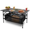 Folding Camping Table Portable Lightweight Aluminum Roll-Up Picnic Bbq Desk With Carrying Bag Heavy Duty Outdoor Beach Backyard Party Patio