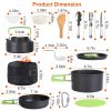 16Pcs Camping Cooking Ware Set Camping Stove Cookware Kit Aluminum Pot Pan Kettle Set With Bowls Knife Fork Spoon Carabiner Spatula Cutting Board For