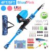 Kids Fishing Pole Set Fishing Starter Kit Telescopic Fishing Rod And Reel Combo Kit With Tackle Box 56Pcs Fishing Lures For Boys Girls