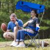 Foldable Beach Canopy Chair Sun Protection Camping Lawn Canopy Chair 330Lbs Load Folding Seat W/ Cup Holder For Beach Poolside Travel Picnic