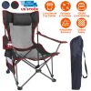 Foldable Camping Chair 330Lbs Load Heavy Duty Steel Lawn Chair Collapsible Chair With Reclining Backrest Angle Cup Holder Pillow Side Pocket Carry Bag