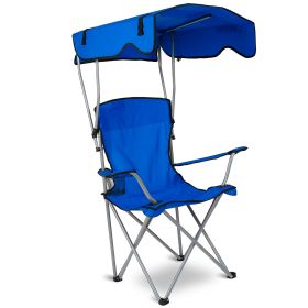 Foldable Beach Canopy Chair Sun Protection Camping Lawn Canopy Chair 330Lbs Load Folding Seat W/ Cup Holder For Beach Poolside Travel Picnic