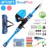 Kids Fishing Pole Set Fishing Starter Kit Telescopic Fishing Rod And Reel Combo Kit With Tackle Box 56Pcs Fishing Lures For Boys Girls