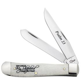 CASE Religious Sayings Embellished Smooth Natural Bone Trapper (6254 SS)