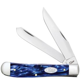 Case Knives Blue Pearl Kirinite Trapper Folding Pocket Knife
