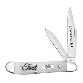 Case Knives "Proverbs 3:5" Embellished Smooth Natural Bone Peanut