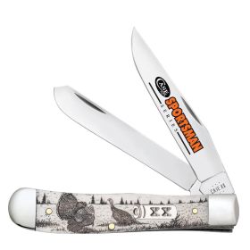 Case Knives  Sportsman Series Turkey Embellished Smooth Natural Bone Trapper Folding Pocket Knife