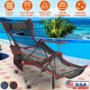Foldable Camping Chair 330Lbs Load Heavy Duty Steel Lawn Chair Collapsible Chair With Reclining Backrest Angle Cup Holder Pillow Side Pocket Carry Bag