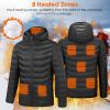Heated Jacket Electric Heating Coat Lightweight Winter Hooded Jacket With 3-Level Heating Modes 8 Heating Zones Detachable Zipper Hood
