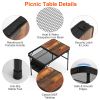 35.43X23.62X26In Foldable Camping Table Collapsible Picnic Aluminum Alloy Grill Stand 66Lbs Max Load Height Adjustable Bbq Table With Adjustable Heigh