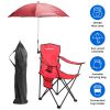 Camping Chair With Umbrella Lightweight Foldable Outdoor Chair With Cup Holder Detachable Sun Canopy Carrying Bag 330Lbs Max Load For Beach Picnic Tra