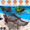 Foldable Camping Chair 330Lbs Load Heavy Duty Steel Lawn Chair Collapsible Chair With Reclining Backrest Angle Cup Holder Pillow Side Pocket Carry Bag