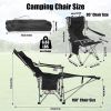 Reclining Camping Chair With Footrest 4-Position Adjustable Outdoor Folding Chair Heavy Duty Portable Camping Lounge Chair With Headrest Cup Holder &