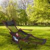 Foldable Camping Chair 330Lbs Load Heavy Duty Steel Lawn Chair Collapsible Chair With Reclining Backrest Angle Cup Holder Pillow Side Pocket Carry Bag