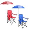 Camping Chair With Umbrella Lightweight Foldable Outdoor Chair With Cup Holder Detachable Sun Canopy Carrying Bag 330Lbs Max Load For Beach Picnic Tra