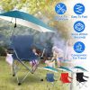 Foldable Beach Chair With Detachable Umbrella Armrest Adjustable Canopy Stool With Cup Holder Carry Bag For Camping Poolside Travel Picnic Lawn Chair