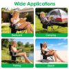 Reclining Camping Chair With Footrest 4-Position Adjustable Outdoor Folding Chair Heavy Duty Portable Camping Lounge Chair With Headrest Cup Holder &