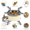 13000W Portable Windproof Camping Stove Five-Head Gas Cooking Burner With Piezo Ignition Stepless Flame Control Fit For Iso-Butane, Propane, Butane Fu