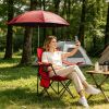 Camping Chair With Umbrella Lightweight Foldable Outdoor Chair With Cup Holder Detachable Sun Canopy Carrying Bag 330Lbs Max Load For Beach Picnic Tra