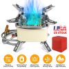 13000W Portable Windproof Camping Stove Five-Head Gas Cooking Burner With Piezo Ignition Stepless Flame Control Fit For Iso-Butane, Propane, Butane Fu