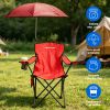 Camping Chair With Umbrella Lightweight Foldable Outdoor Chair With Cup Holder Detachable Sun Canopy Carrying Bag 330Lbs Max Load For Beach Picnic Tra