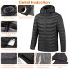 Heated Jacket Electric Heating Coat Lightweight Winter Hooded Jacket With 3-Level Heating Modes 8 Heating Zones Detachable Zipper Hood
