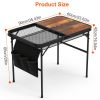 35.43X23.62X26In Foldable Camping Table Collapsible Picnic Aluminum Alloy Grill Stand 66Lbs Max Load Height Adjustable Bbq Table With Adjustable Heigh