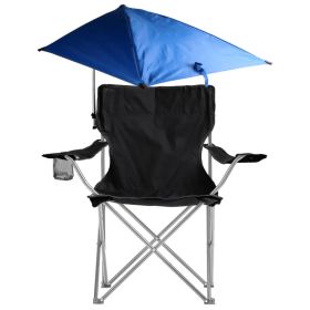 Foldable Beach Chair With Detachable Umbrella Armrest Adjustable Canopy Stool With Cup Holder Carry Bag For Camping Poolside Travel Picnic Lawn Chair (Option: Black)
