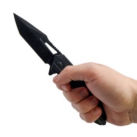 8.5" Spring Assisted Utility Knife with Tanto Blade (Color: Wood)