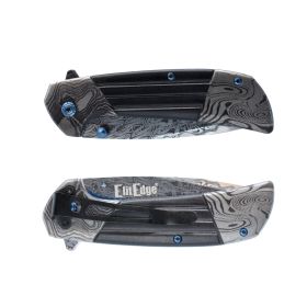 7.75" Titanium & Damascus Folding Knife (Option: Blue)
