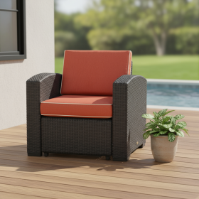 Heavy Duty Plastic Outdoor Club Chair With Cushion (Color: Black, size: 33")