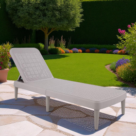 Heavy Duty Plastic Outdoor Stacking Chaise Lounge (Color: Taupe, size: 75")