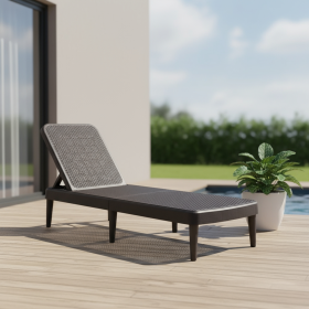 Heavy Duty Plastic Outdoor Stacking Chaise Lounge (Color: Brown, size: 75")