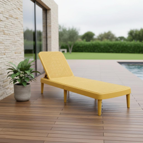 Heavy Duty Plastic Outdoor Stacking Chaise Lounge (Color: Gold, size: 75")