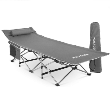 Alpcour Folding Camping Cot - Large (Color: Grey)