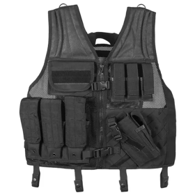 Big & Tall Assault Cross Draw Vest (Color: Black, size: 2XL/3XL (Adjustable))