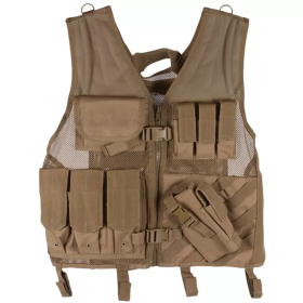 Big & Tall Assault Cross Draw Vest (Color: Coyote, size: 2XL/3XL (Adjustable))
