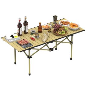 Folding Camping Table Portable Lightweight Carbon Steel Roll-up Picnic BBQ Desk with Carry Bag Heavy Duty for Outdoor Beach Backyard Party Patio Campi (Option: CampingTable55120CM)